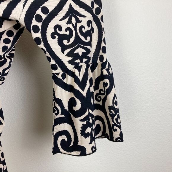 Red Lolly Mini A-Line Dress Size S Black Tan Off the Shoulder 3/4 Bell Sleeve - Picture 2 of 6